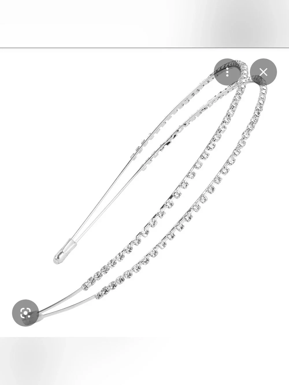 Elegant Silver Rhinestone Double Row Wire Headband BNIB